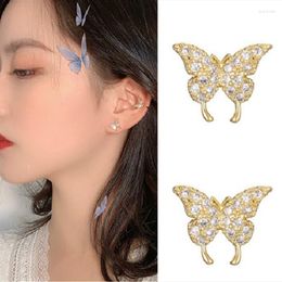 Stud Earrings Korean Full Rhinestone Butterfly Cute Crystal Animal Statement Jewelry Christmas Gift Boucles D'oreilles