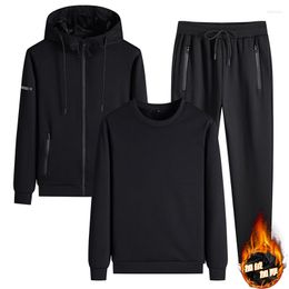 Men's Tracksuits 3 Pieces 2023 Fashion Men Hooded Sportswear Sweatshirts Sweatpant Casual Loose Sets Winter Sweatsuit Thicker Warm