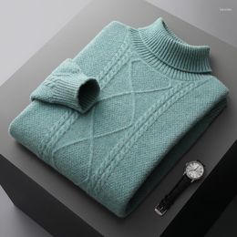 Men's Sweaters Merino Wool Autumn And Winter Turtleneck Knitted Pullover Thickened Plus Size Bottoming Shirt Fashion Warm Top