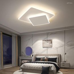 Ceiling Lights Modern Led Chandeliers Bedroom Lamp With Remote Control Dimmable 2 Square Lustre Nordic Home Decor White