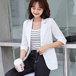 Women's Suits 2023 Spring Autumn Casual British Style Thin Large Size Cotton Loose Short Simple Commuter Small Suit Coat Woman