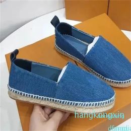 Designer Casual Shoes Classic Couple models Denim fishermanladies real leather sneakers Loafers lace up women designers shoe