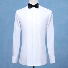 Men's Dress Shirts Fashion Groom Tuxedos Man Groomsmen White Black Red Men Wedding Formal Occasion Wingtip Collar 231009