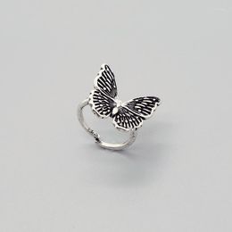 Cluster Rings Vintage Chic Carving Butterfly Ring For Women Men Retro Simple Insect Animals Adjustable Open Finger Jewellery R256-4
