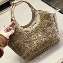 Wool Designer Tote Bags For Women Luxury Handbags Mens Winter Small Totes Soft Mu Fluffy Fashion Handbag Leather Purse