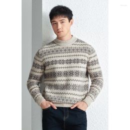 Men's Sweaters Thick Sheep Wool 2023 Winter Fashion Plaid Warm Clothes Pullover Male Knitwear Long Sleeve Knit Sweater