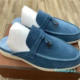 Casual Shoes Designers Flat Loafers Slippers Women Flats Dress Shoe Factory Footwear Summer Charms Walk Suede Apricot Leather Slip