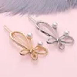 Simple Butterfly Pearl Hair Clip For Women Girls Gold Silver Colour Hairpin Bangs Barrettes Hair Accessories Headwear Jewellery ZZ