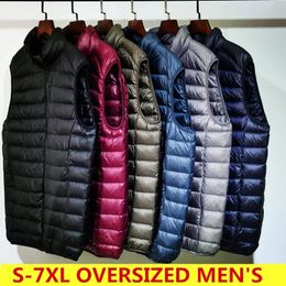 Men's Down Parkas Men's Sleeveless Puffer Jacket Autumn Spring Lightweight Water-Resistant Packable Men Down Vest Coat Plus Size 5xl 6xl 231009