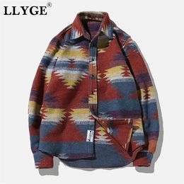 Flannel Woollen Mens Folk-Custom Shirt Spring Vintage Pattern Long Sleeve Men Shirts Top 2019 Casual Man Streetwear Plus Size 5XL2894