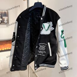 xinxinbuy Men designer Coat leather Jacket Paper Aeroplane towel embroidery long sleeve women Black Dark Blue S-XL