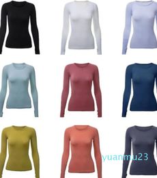 Women's Yoga Outfits Long Sleeve Solid Colour Sports Shirts Shaping Running Excerise Gym Fitness Girls Silm Jogging