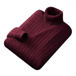 Men's Sweaters Cotton Red High Necked Sweater For Men Plush Pullover Winter Trend Slim Fitting Lazy Style Knit Size M -3XL