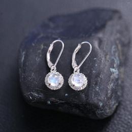 Dangle Earrings GEM'S BALLET 925 Sterling Silver Natural Milky Blue Moonstone Leverback For Women Wedding Fine Jewellery