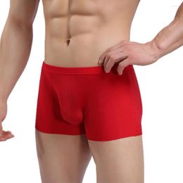 Underpants Mens Pouch Boxers Seamless Briefs Ultra-Thin Sheer See-Through Underwear Trunks Breathable Men Bikini Plus Size
