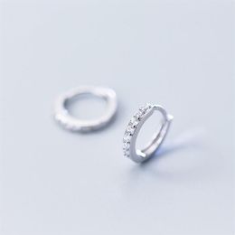 Sterling Silver Small Black Cubic Zirconia Huggie Hoops Earrings For Womens Mens Round Circle Ear Ring Earings Fine Jewelry Hoop303C