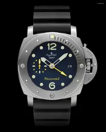 Wristwatches Men Automatic Mechanical Sapphire Stainless Steel 1950 Titanio Pole 2 LE Watch 3 Day Luminous GMT Black Rubber