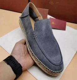 Loros Leisure Shoes Sneakers Shoe Leather Mens Luxury Designer Lp Summer Open Walk Moccasin With Box Newst Suede Slip