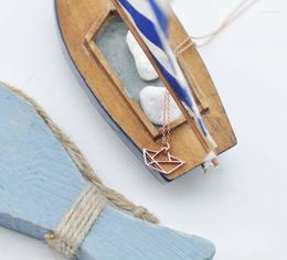 Pendant Necklaces 30 Lucky Hollow Origami Small Sailboat Navigation Boat Chain Necklace Geometric Sailor Beach Collarbone Jewelry