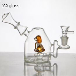 Beaker Glass Bongs Dog Hookahs Showerhead Perc Bubbles Water Pipes 14mm Joint dab rigs Recycler oil rigs