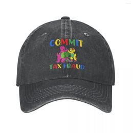 Ball Caps Retro Commit Tax Fraud Barney And Friends Baseball Cap Style Distressed Cotton Snapback Outdoor All Seasons Travel Hats