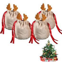 NEW Soft Cute Velvet Christmas Antler Candy Bag Christmas Decoration Ornament Party Decoration Favours Children Kids Gift Bag