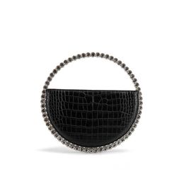 Bag with crocodile pattern, circular diamond inlaid handbag, temperament, niche, portable rhinestone dinner bag 231010