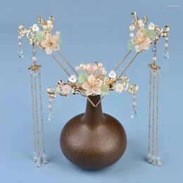 Hair Accessories Fairy Headwear Flower Antique Pink Children's Fork Ancient Stick Set Crown Chinese Style Headdress