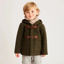 Coat 100 Wool Girl Spanish Hooded Children's Clothing Autumn and Winter Teenage Boys Thicken Warm Long Jackets Kids Outerwear 231009