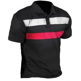 Customized Tees & Polos 082 Black red white splicing Men's Short Sleeve Button Printing Casual Pullover Polo Shirt POLO Shirt