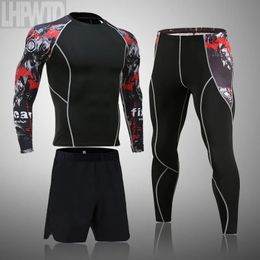 Men's Tracksuits Men's Sports Suit MMA rashgard male Quick drying Sportswear Compression Clothing Fitness Training kit Thermal Underwear leggings 231010