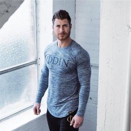 New Design Men T shirts With Letters Printed Casual Gyms Fitness workout Long Sleeves Tees Summer Male Tops Clothing310F