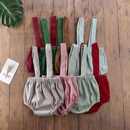 Shorts 0-24M Cute Born Infant Baby Boy Girl Rompers Corduroy Suspender Overall Jumpsuit Summer Costumes