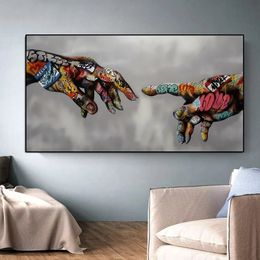 Paintings Classic Creation of Adam Hand To Hand Canvas Posters and Prints Graffiti Street Art Pictures for Modern Home Decor Cuadros 231009