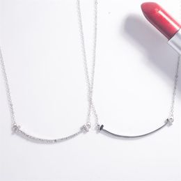 women 925 silver necklace Lover Smile charms pendant crystal necklaces Trendy T Model shapped354S