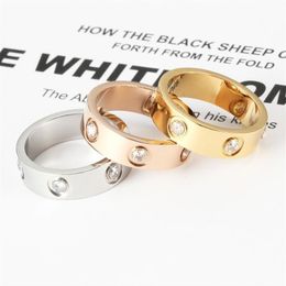 Fashion stainless steel classic Band Rings C-shaped male and female couples party to send lover full diamond 5mm jewelry wedding e320S