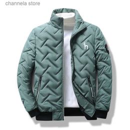 Men's Jackets Autumn and Winter 2022 HAZZYS Men's Down Cotton Plush Cotton Jacket Baseball Collar Wind proof Waterproof Jacket Checker Diamond T231010