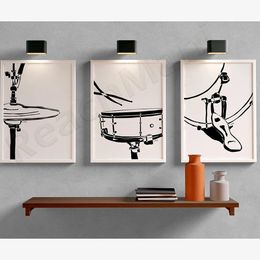 Paintings Drum Set Wall Art Drums Poster Minimalist Black and White Digital Art Print Music Room Decor Music Studio Decor Gift 231009