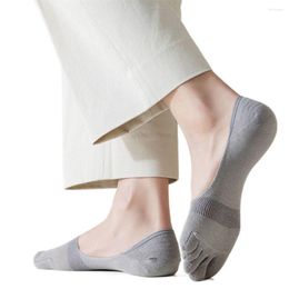 Men's Socks Silicone Anti-slip Solid Colour Short For Men Spring Autumn Boat Male Hosiery Five Finger Toe