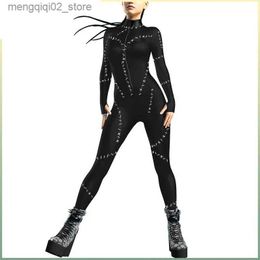 Theme Costume 3D Printed Black Cat Cosplay Jumpsuit Party Women Sexy Cosplay Come Halloween Zenti Party Bodysuit Q231010