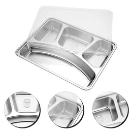 Dinnerware Sets Lunch Box Compartment Tray Divided Serving Stainless Steel Home Supplies Fast Toddler