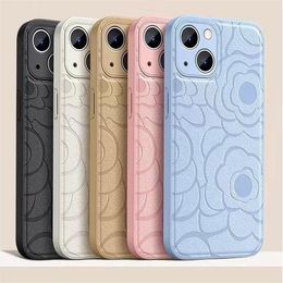 Camellia Leather TPU PU Phone Case shatterproof for Iphone 15 14 13 12 11 Plus Pro Max X XS XR 7 8 Cellphone