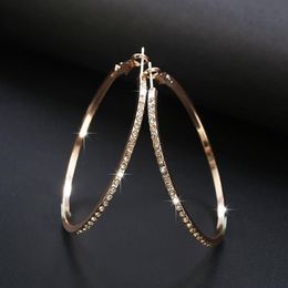 2018 Fashion Hoop Earrings With Rhinestone Circle Earrings Simple Big Circle Gold Color Loop For Women258e