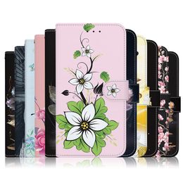 Lily Flower PU Leather Wallet Cases For Moto G14 Edge 40 Pro E13 G13 G73 Sony Xperia 1 10 5 V 2023 Print Butterfly Sakura Blossom Peony ID Card Slot Holder Flip Cover Pouch