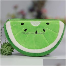 Pencil Cases Wholesale Fruits Pencil Cases Plush Coin Purse Children Zip Small Change Purses Wallet Women Pouch Money Bags Office Scho Dhog5