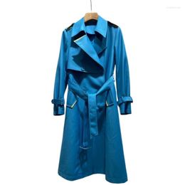 Women's Trench Coats 23 Style Coat Elegant Intellectual Blue De Trincheiras Trenchcoat Women Winter Woman Windbreaker