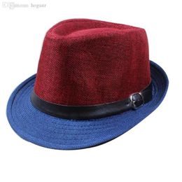 Whole-2016 Brand Summer Men Cool Fedora Hats Fashion Wide Brim Hats Boys Gangster Caps254c