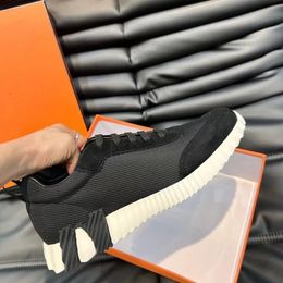 Street Style Plain Logo Platform Sneakers Designer Men Bouncing Sneaker Luxury Shoes Light Sole Mesh Suede Goatskin Breathable Trainers Colour Black White Stripe