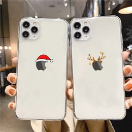 Cell Phone Cases Transparent Cartoon New Year Christmas Creative Santa Case for iPhone 11 12 13 14 15 Pro Max X XS XR 7 8 Plus SE 2 Cover 231010