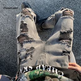 Men s Jeans 2023 Autumn Fashion Hole Denim Pants Destroyed Ripped Design Straight for Men High Street Hip Hop Casual Baggy 231009